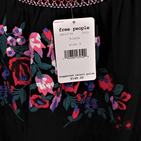 NWT Free People Sunbeams Emblazoned Off Shoulder Mini Women Dresses Size S - Picture 5 of 6